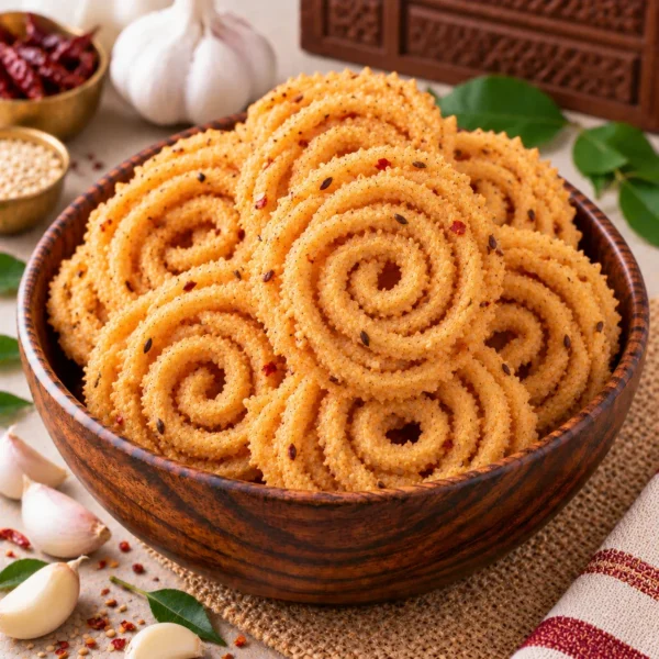 Traditional Crispy Garlic Murukku